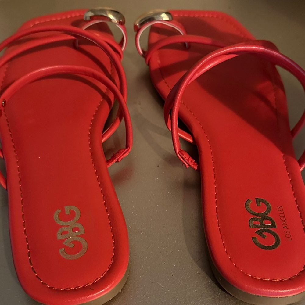 GBG Los Angeles Strappy Red Sandals